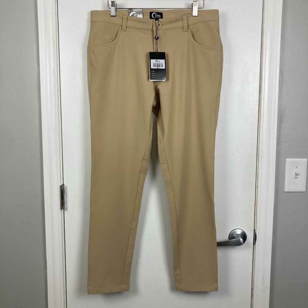 Zyia Active NWT Men's Khaki Office Chino 30" Stretch 5 Pocket Pants Large 2526L